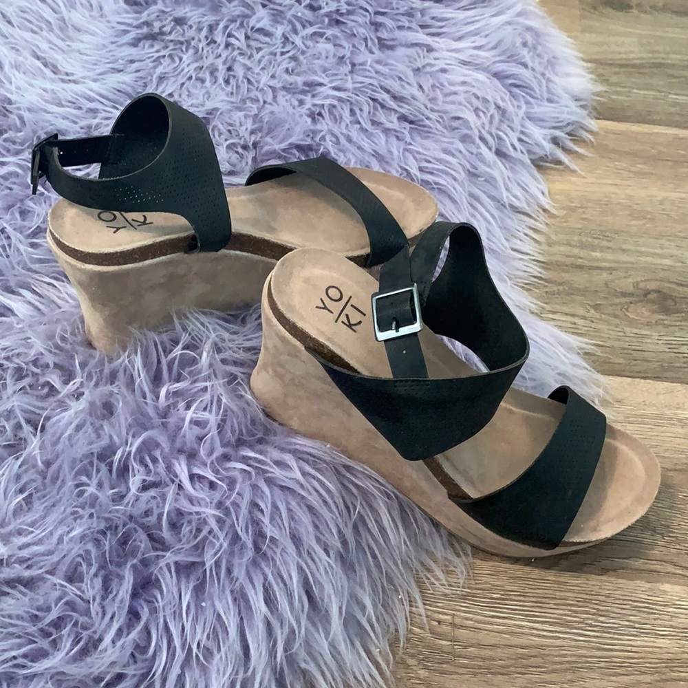 Black Wedge Sandals